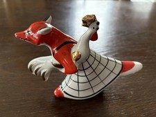 Gardner Verbilki Porzellan Figur Fuchs & Gockel / Hahn Russisch Russland orange