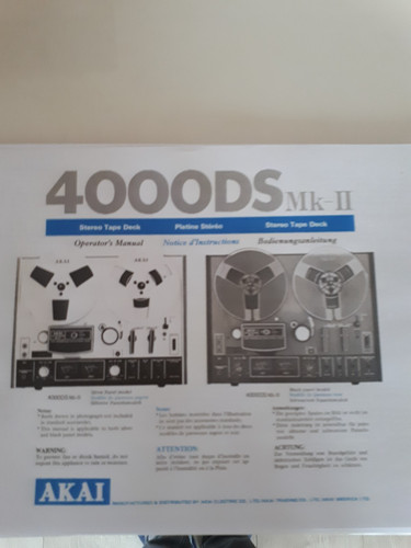 Akai 4000ds anleitung - 4000ds, mk-ii