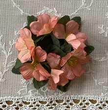 Kleiner Kerzenring rosafarbene Kunstblumen künstliche Blumen  ca. 8 cm Dm