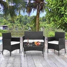 4er Sitzgruppe Lounge Sitzgruppe Gartenmöbel Set Polyrattan Garten Balkon Sofa