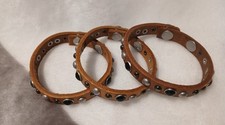 Liebeskind 3 Echtleder Armbänder Cognac Farben mit Nieten und Straßsteinen NEU
