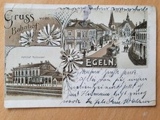 AK Egeln Litho mit Bahnhof - schlechte Qualität Knicke Schrottkarte