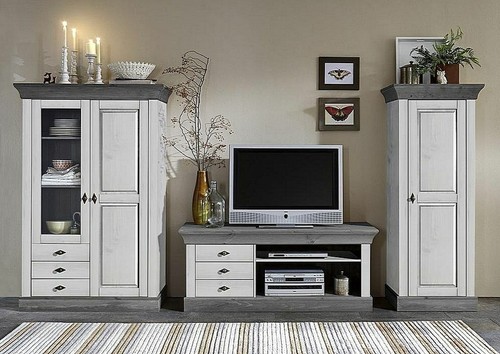 Massivholz wohnwand 2farbig - wohnwand,
