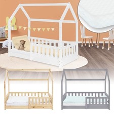 Kinderbett/Matratze Rausfallschutz Bett Holzbett Kiefernholz Hausbett 70x140 cm