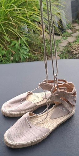 Neu offene leder espandrilles - neu,