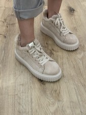 Winter Sneaker Schuhe Beige Camel Velours-Optik gefüttert Fell versch. Gr. NEU