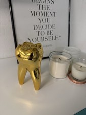 Golden Zahn Modell Figurinen Zahnarzt Geschenk Deko Basteln Skulptur Harz 14x8cm