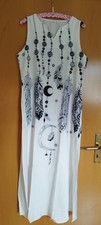 Maxikleid Satinkleid Sommerkleid Gr.L-XL,  Grafikdruck Federn Traumfänger