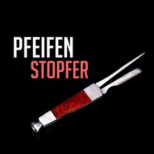 3teilig Pfeifenstopfer Pfeifenbesteck Pfeifenmesser Edelstahl / Holz rot