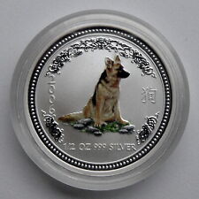 Silber Münze Lunar I Hund 2006 Dog Farbe Color Coloriert Coloured Farbig