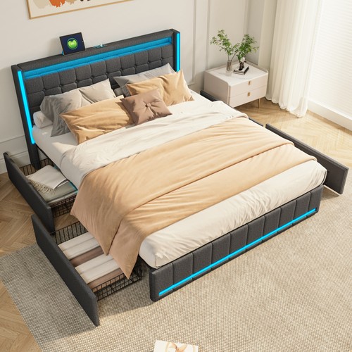 Schubladenbett:160x200cm,Doppe