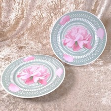 Vintage Hermes Les Pivoines Rosa Dessert Porzellan Teller 2er Set