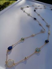 Gold Kette Edelstein lang Edelsteinkette 14K Gold Filled Lapislazuli Mondstein