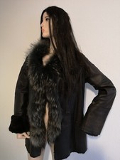 Lederjacke - Fell gefüttert, Fuchskragen, leichter Pelz,