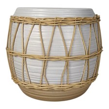 Vase Wanddeko Rattan und