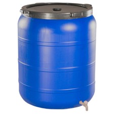 Weithalsfass Futtertonne Fasssilage Regen Fass Gepäcktonne 200 L Waserhahn blau