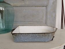 W9343 Alter Emaille Bräter | BRATREINE | Bratenpfanne | Email | grau-weiß