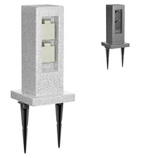 Garten-Steckdosensäule POCK mit Erdspieß Stein-Optik für außen, 2-Fach,
