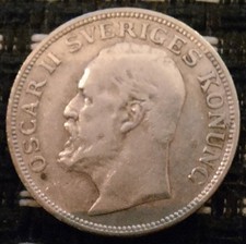 Schweden 1 Krone 1906 König Oskar II (1873 - 1907) 7,5 g 800er Silber!