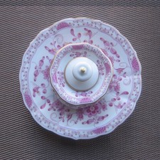 Meissen Tintenfass ind. Blumen Teller 14,5 cm Fass 7cm 1.Wahl Knaufzeit