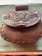 Mittelalter Gürteltasche Braun Leder LARP Punziert Wikinger