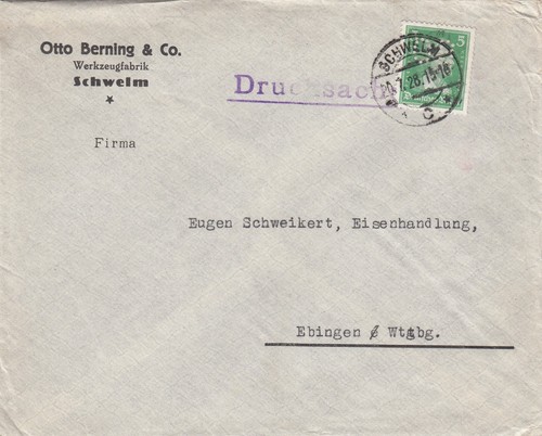 Schwelm briefumschlag 1928 - schwelm,,