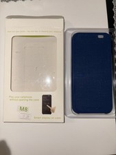 HTC One M8 Smart Display Flip Case Blau Handytasche Schutz
