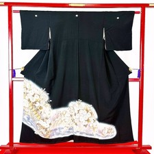 Japanischer Kimono 'TOMESODE' Seide/Blumenwagen/Blume/Flow/Länge:153cm N759