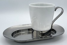 WMF Hotel Kaffeetasse 0,2l Porzellan Edelstahl Untersetzter gebraucht