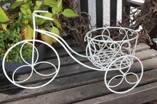 ❤️ Blumenständer Metall Pflanzen Übertopf Garten Fahrrad Dreirad Dekoration weiß