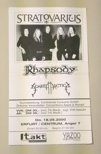 Alte konzertkarte stratovarius - konzertkarte,