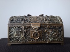 L.Ostermayr Nürnberg Schmuckkasten Relief Prunk Truhe Bronze Antik Jugendstil