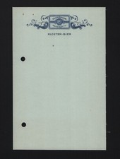 NEUSTADT A/D, Getränkekarte Weinkarte Speisekarte blanko 1920, Kloster-Bier