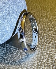 Ring Sonne Mond Sterne silber Schmuck mit blauen Steinen Größe 57 Geschenk Damen