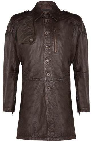 Herren braune leder trenchcoat - herren,