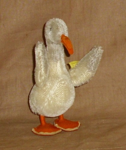 Steiff-Gans-Knopf/Fahne-Mohair