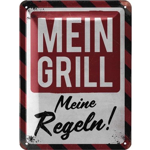 Retro blechschild grillen bbq - grillen,