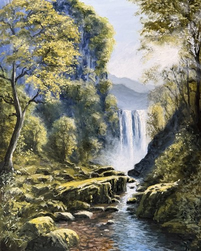 Wasserfall ölbild unikat - wasserfall,