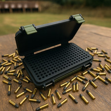 Premium 3D-gedruckter .22 LR Munitionskoffer — hält 200 Schuss • M3 Schraubscharniere