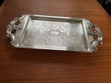Tablett, Servierplatte LUNT versilbert m. Griffe u. Füße Vintage