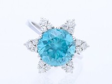 vintage Ring Zirkon Brillanten 5,50 Karat 750 Weiss Gold 18 Karat deta