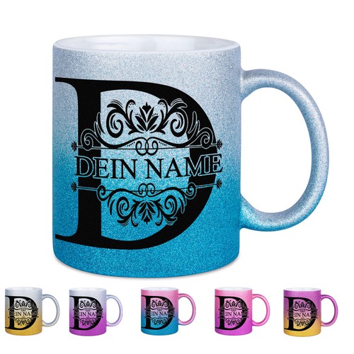 Glitzer tasse farbig - tasse,