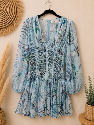 Boho kleid hellblau weiß - weiß, gr