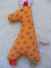 Stofftier Käthe Kruse Giraffe orange Blumen Frottee waschbar Schmusepuppe Rassel