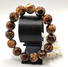 Naturstein 'Bernstein' Armband Damen elastisch 17-19cm, Steine 1,4cm  NEU