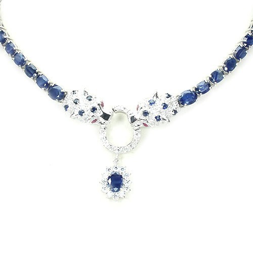 Saphir rubin raubkatze collier - saphir,