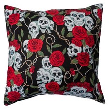 Skull & Rote Rosen Kissenbezug Sofa Dekorative Streu Hülle Passt 18" X 18"