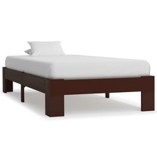 Kiefer Massiv Bettgestell Dunkelbraun Holz Bett Einzelbett 213 x 105 x 30 cm