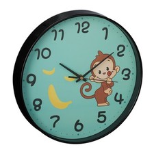 Wanduhr Affe Kinder, Kinderzimmer-Uhr, Kinder-Wanduhr blau, Kinderuhr Wand rund