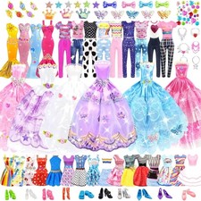 Puppen Kleidung Set, Puppen Schmuck Zubehör, Partyabendkleider, Schuhe, 75 Te...